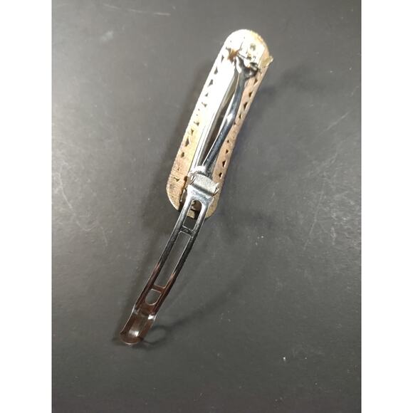 Hair Barrette Tension Clip Dark Gold Tone Green Blue Pink Neon Flowers - Picture 6 of 8